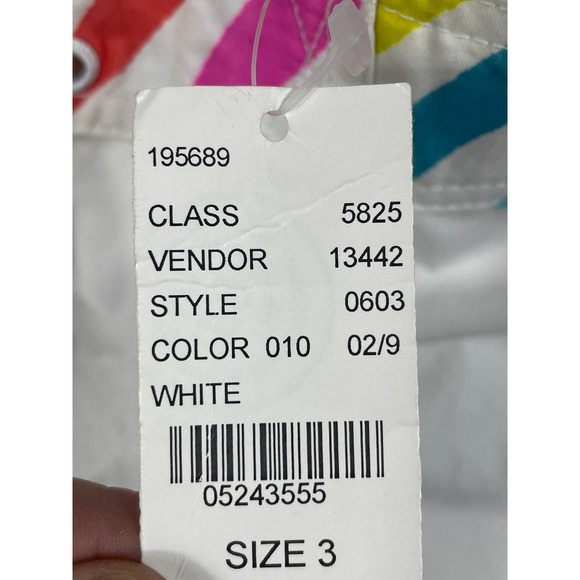 O'neill Junior Womens Size 3 White Swim Shorts Rainbow Waistband NWT - Picture 5 of 9
